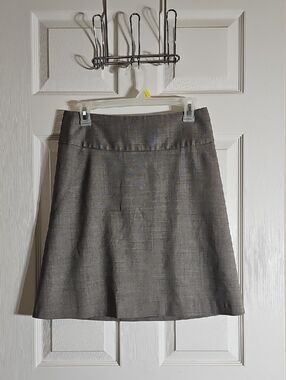Banana Republic Stretch Wool A Line Skirt Brown Gray Heathered Size 2
